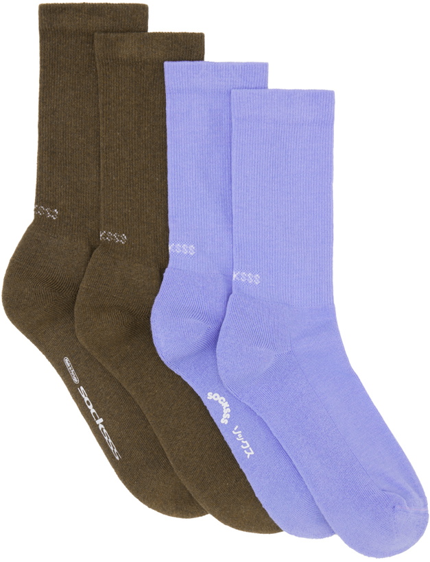 Photo: SOCKSSS Two-Pack Brown & Purple Socks
