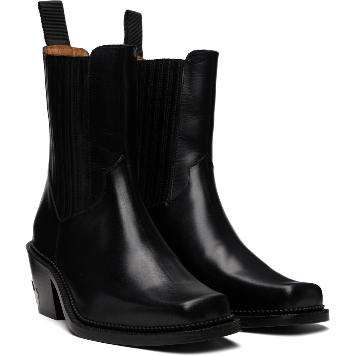 Toga Virilis Black Hard Leather Chelsea Boots
