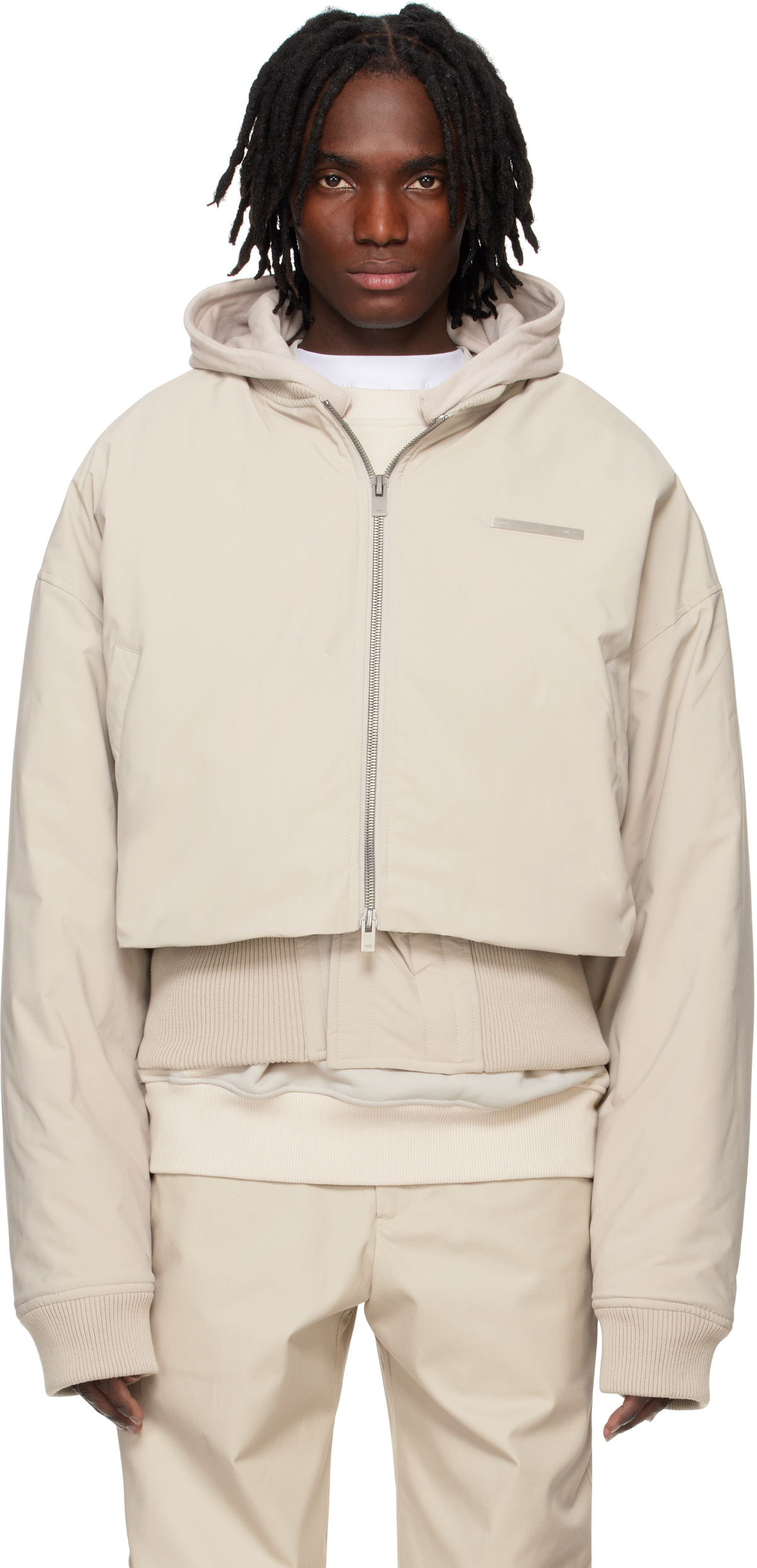 HELIOT EMIL SSENSE Exclusive Silver Liquid Metal Bomber