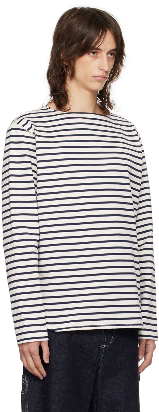 Junya Watanabe Navy & White Cotton Stripe Long Sleeve T-Shirt