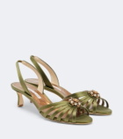 Manolo Blahnik Fulmasli embellished satin slingback sandals