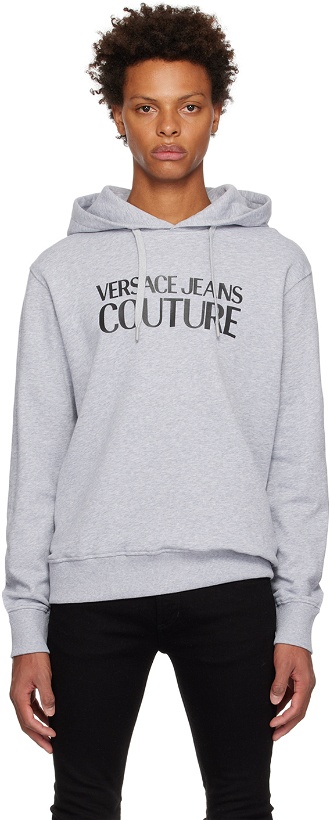 Photo: Versace Jeans Couture Gray & Black Bonded Hoodie