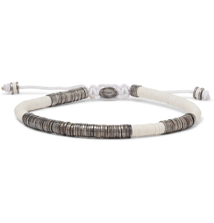 Photo: M.Cohen - Burnished-Sterling Silver and Vinyl Beaded Bracelet - Silver