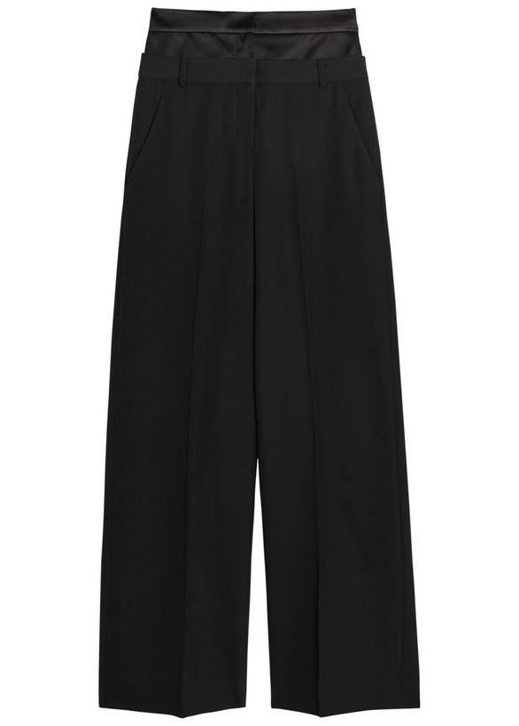 Photo: Erdem Layered Wide-leg Silk-blend and Wool Trousers Black