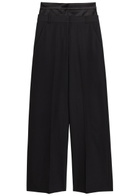 Erdem Layered Wide-leg Silk-blend and Wool Trousers Black