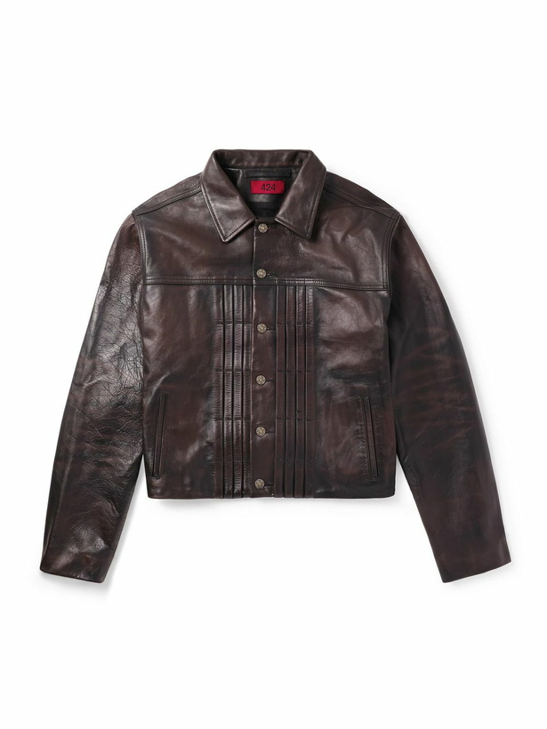 Photo: 424 - Cropped Leather Jacket - Black