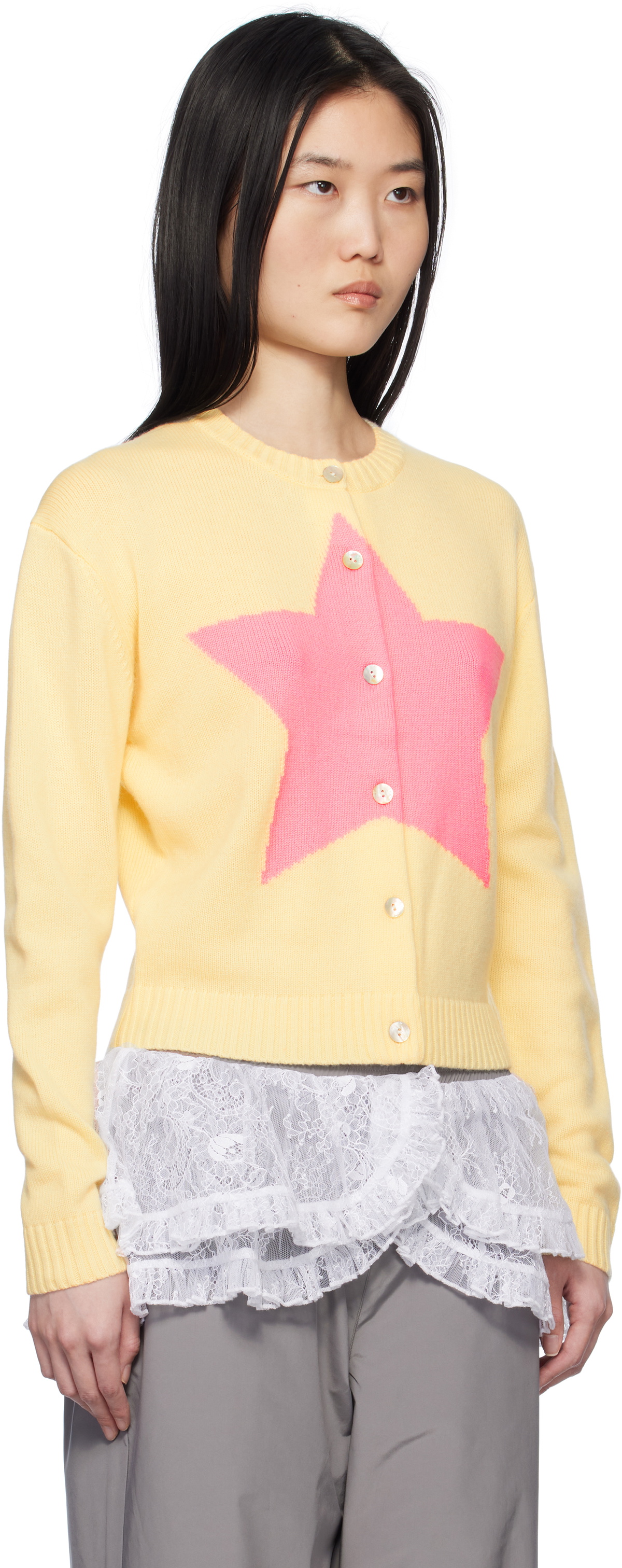 Sandy Liang Yellow & Pink Bouchette Cardigan