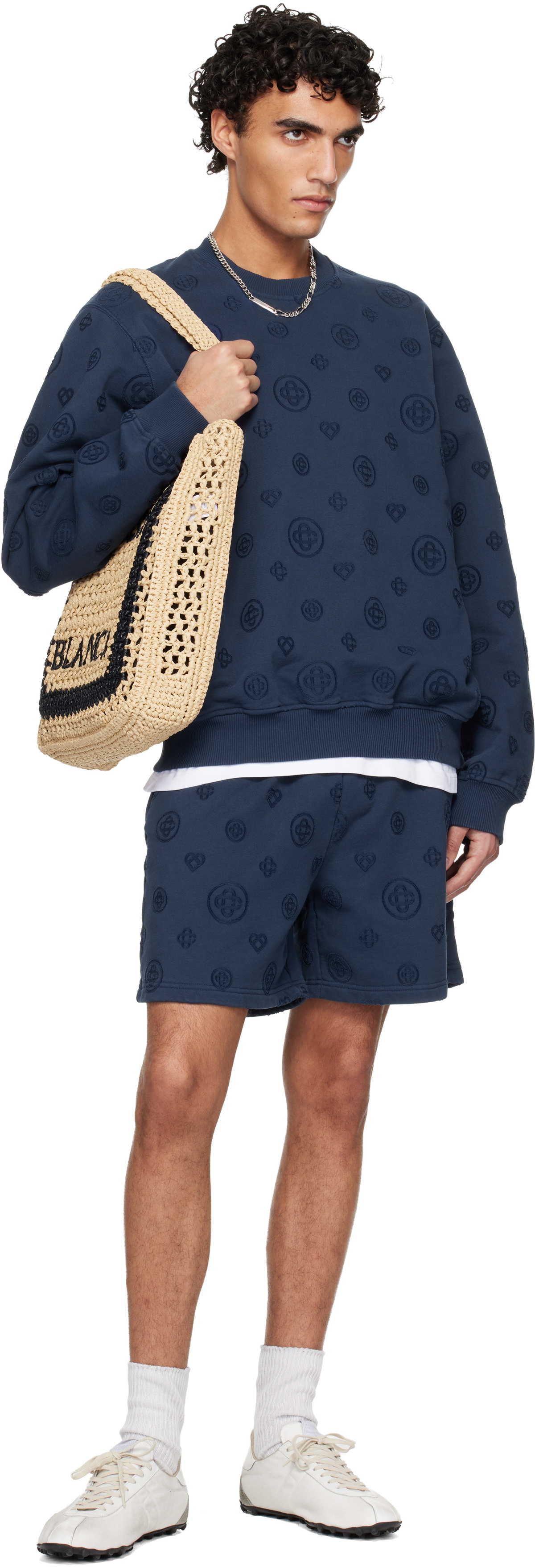 Casablanca Navy Applique Monogram Sweatshirt