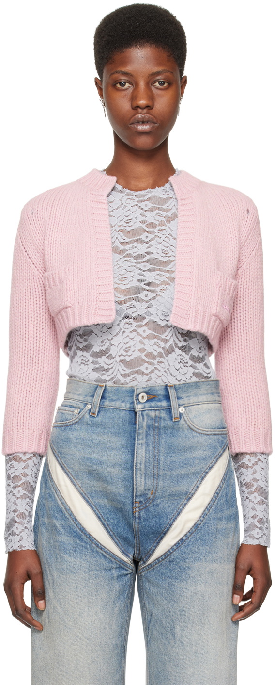 We11done Pink Patch Pocket Cardigan