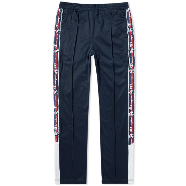Photo: Champion Reverse Weave Popper Taped Track Pant Blue