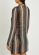 Missoni Striped Open-knit Cover-up Mini Beach Dress White And Black