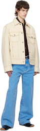 AMI Paris Off-White Cotton 'Ami Paris' Trucker Denim Jacket