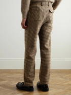Oliver Spencer - Morton Straight-Leg Pleated Houndstooth Wool Trousers - Neutrals