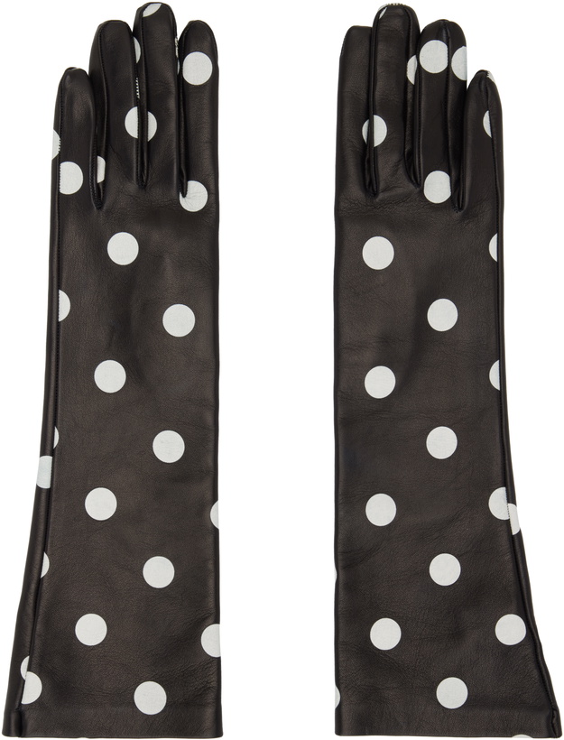 Photo: Moschino Black & Off-White Short Leather Gloves