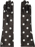 Moschino Black & Off-White Short Leather Gloves
