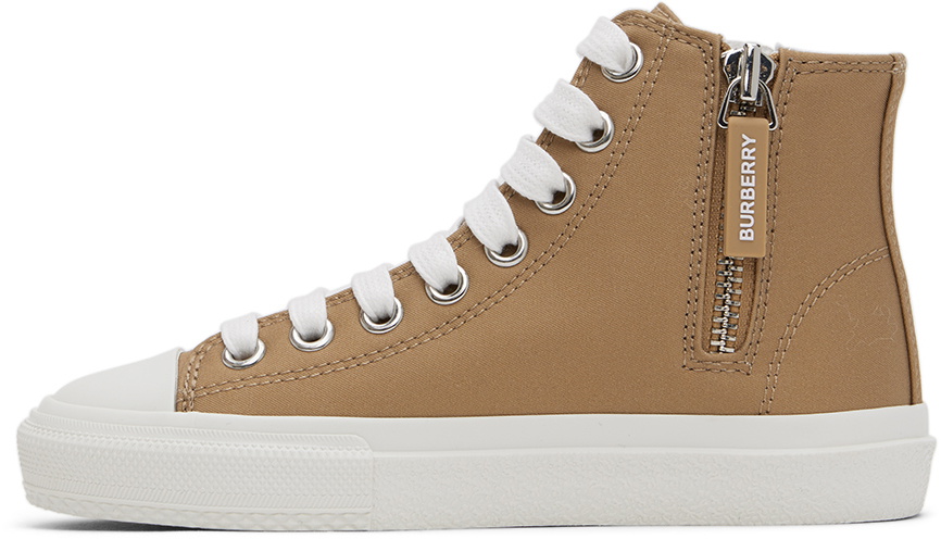 Burberry Kids Beige Logo Script Sneakers