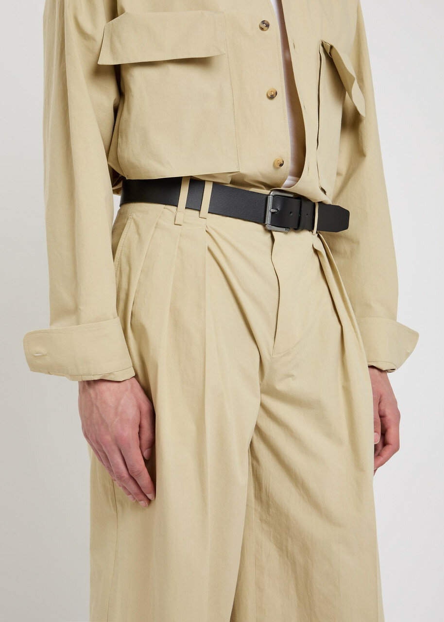 Calvin Klein Baxter Pleated Wide-leg Cotton Trousers Off White