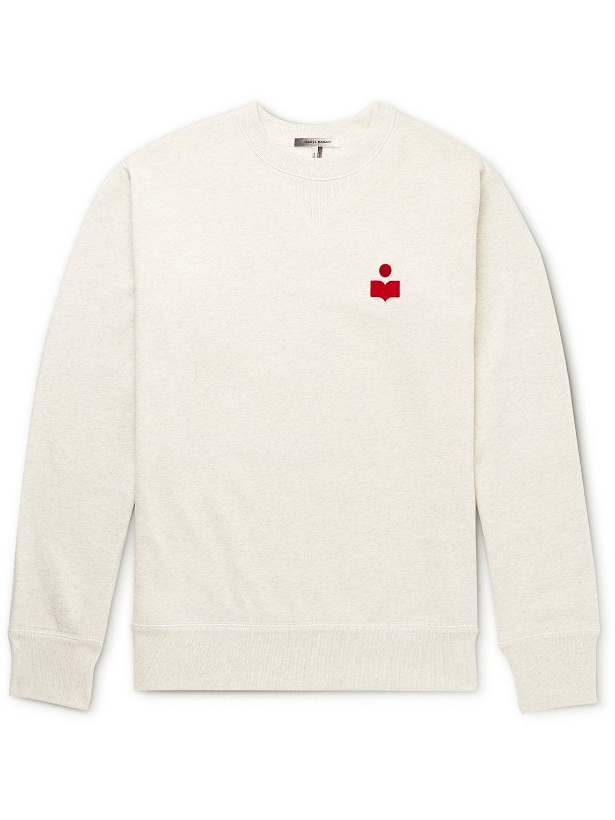 Photo: Isabel Marant - Mike Logo-Print Cotton-Blend Jersey Sweatshirt - Neutrals