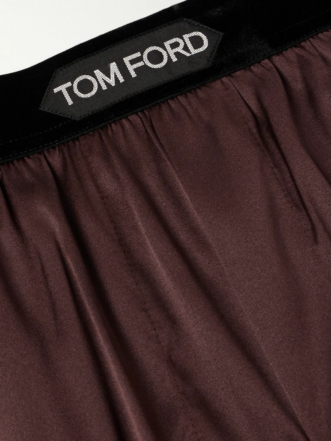 Velvet-Trimmed Stretch-Silk Satin Boxer Shorts