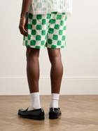 Drake's - Straight-Leg Checked Cotton Drawstring Shorts - Green