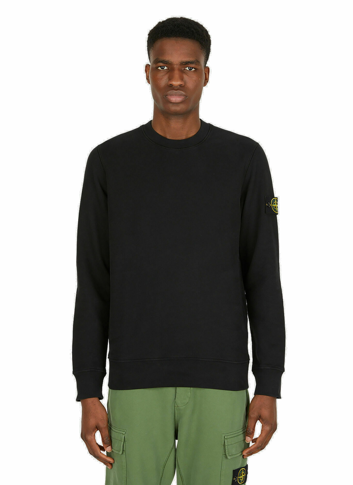 Compass Patch Sweatshirt in Black Stone Island