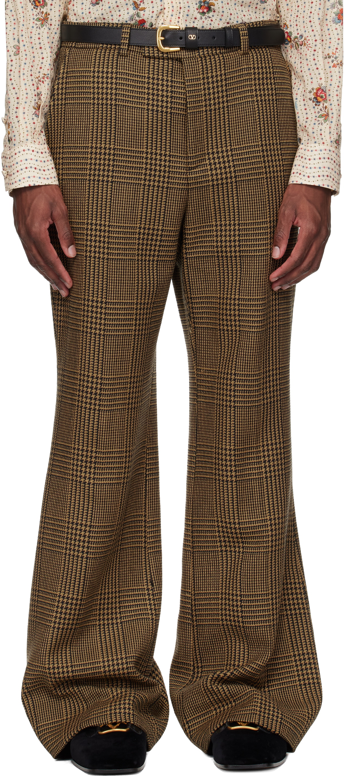 Valentino Brown Glen Check Trousers