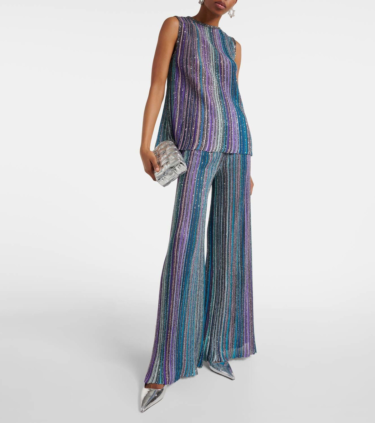 Missoni Striped metallic wide-leg pants