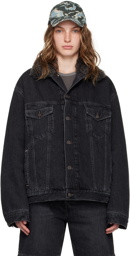 Acne Studios Black Sherpa Collar Denim Jacket
