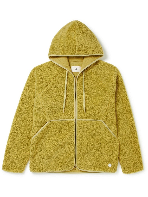Photo: Folk - Puzzle Webbing-Trimmed Fleece Hooded Jacket - Yellow