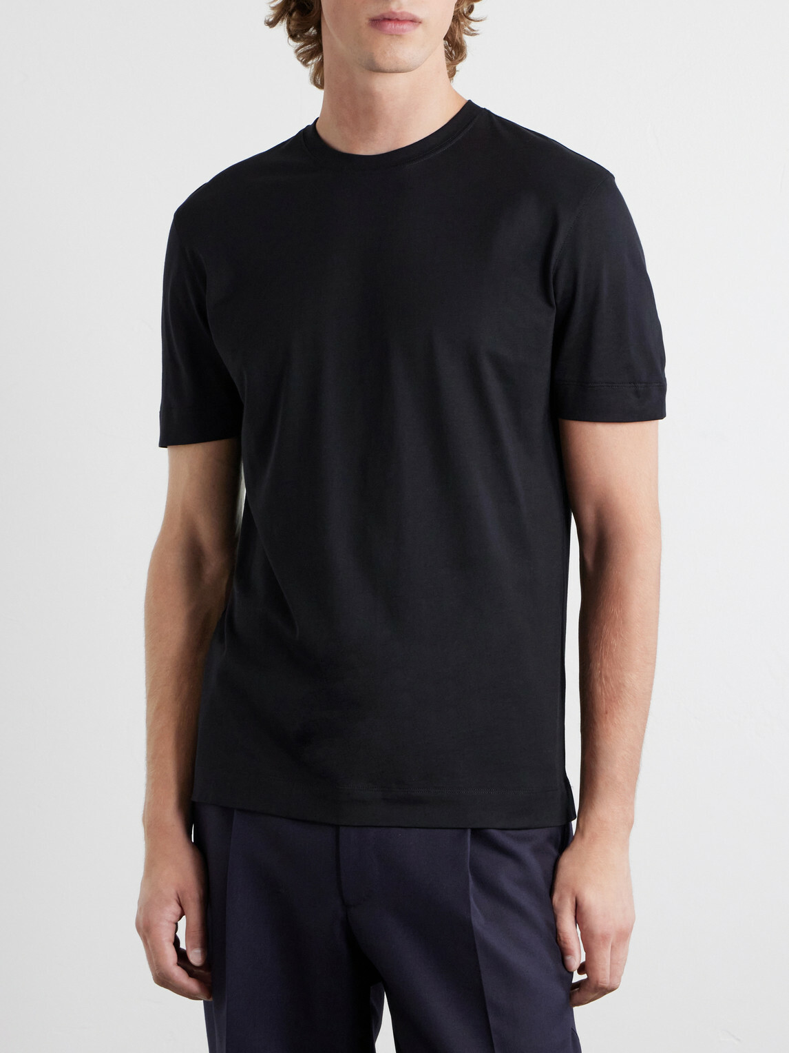 Zegna - Cotton-Jersey T-Shirt - Black