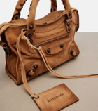 Balenciaga Le City Mini suede top-handle bag