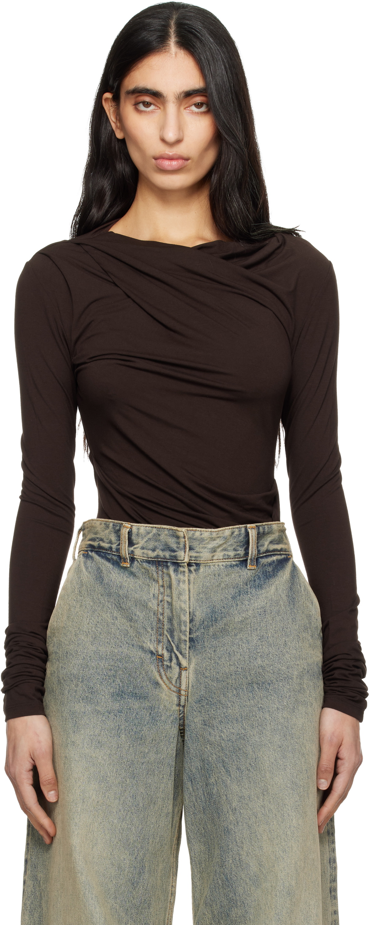 Entire Studios Brown Drape Top
