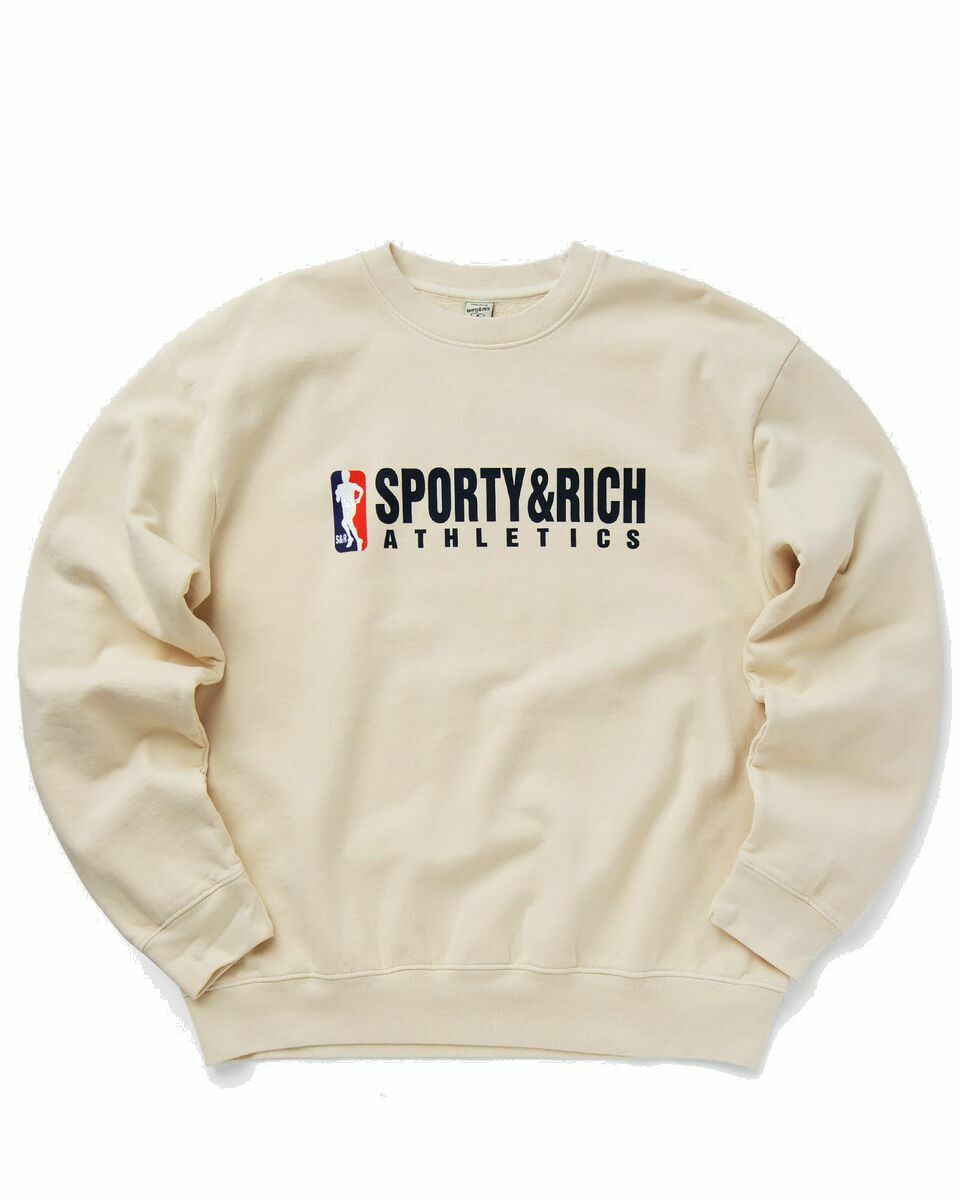 Photo: Sporty & Rich Team Logo Crewneck Beige - Mens - Sweatshirts