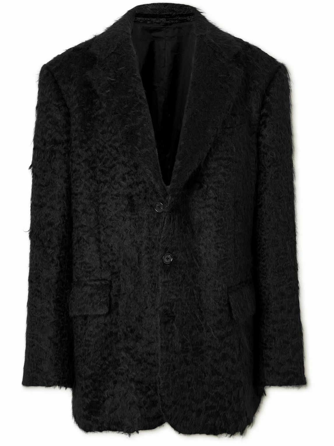 Photo: Raf Simons - Oversized Faux Fur Blazer - Black