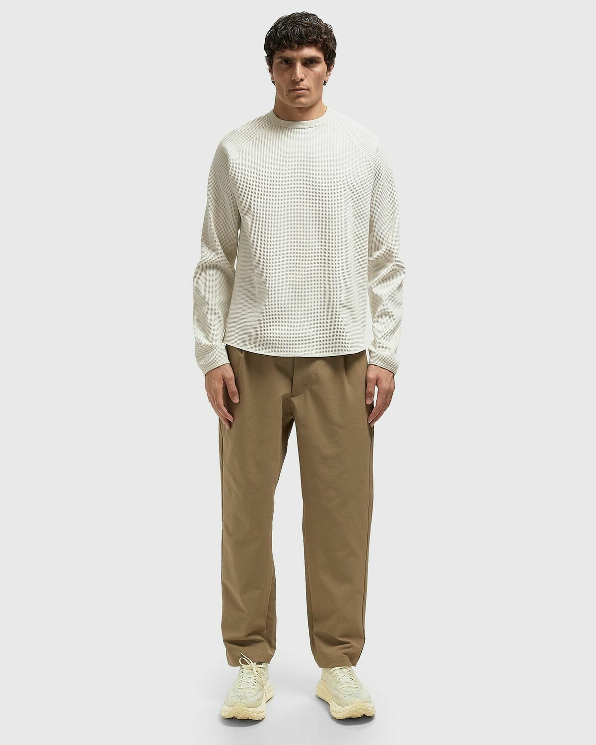 Goldwin One Tuck Tapered Stretch Pants Beige Mens Casual Pant