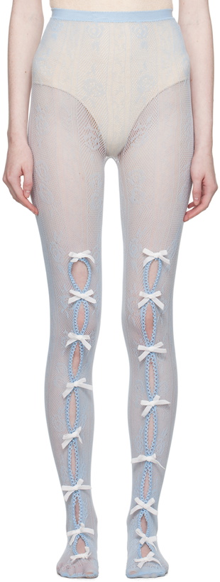 Photo: Nodress SSENSE Exclusive Blue Bowknot Fishnet Tights