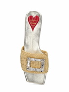 ROGER VIVIER - 10mm Strass Buckle Raffia Flat Slides