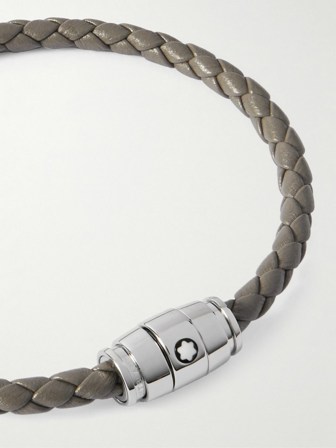 Montblanc - Meisterstück 3-Ring Stainless Steel and Woven Leather Bracelet - Neutrals