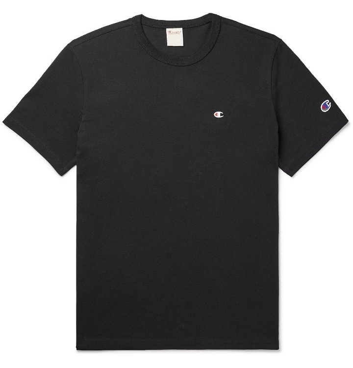 Photo: Champion - Logo-Embroidered Cotton-Jersey T-Shirt - Black