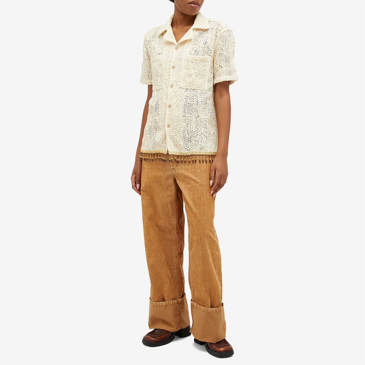 Andersson Bell Women's Flower Jacquard Shirt in Ecru