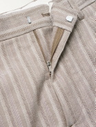 NN07 - Kay 10058 Wide-Leg Pleated Herringbone Organic Cotton-Blend Suit Trousers - Brown