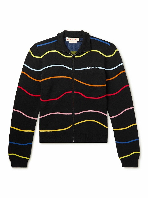 Photo: Marni - Logo-Jacquard Striped Cotton Blouson Jacket - Black