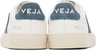 VEJA White & Blue Campo Leather Sneakers