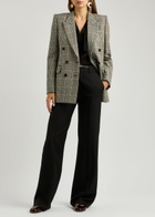 Chloe Women's Checked Double-breasted Wool Blazer Size 40 (UK12 / M), Features Peaked Lapels & Padded Shoulders Multicoloured 1