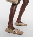 Brunello Cucinelli Leather-trimmed suede moccasins