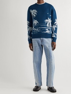 Alanui - Sorrounded by the Ocean Cashmere-Blend Jacquard Sweater - Blue