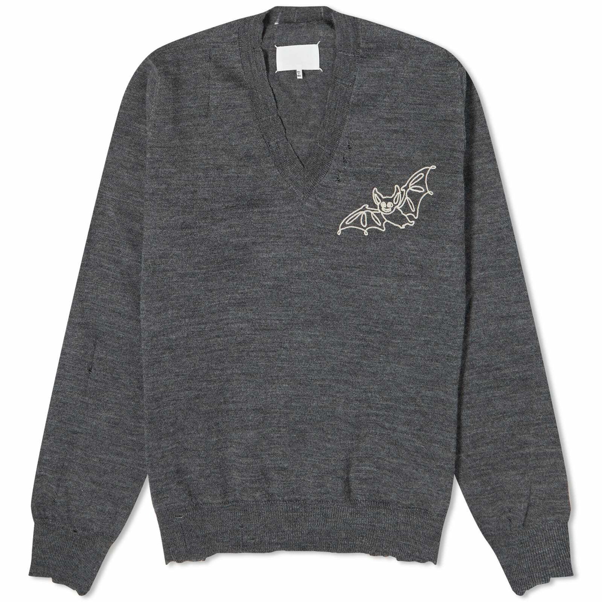 Maison Margiela Women's V-Neck Sweater in Dark Grey Maison Margiela