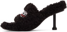 Balenciaga Black Furry 80mm Heeled Sandals