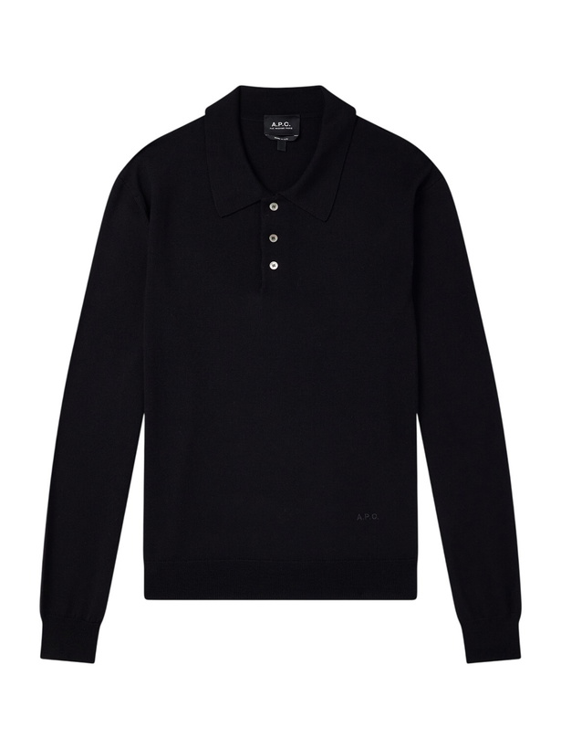 Photo: A.P.C. - Riou Virgin Wool Polo Shirt - Black