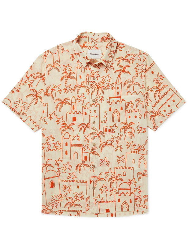 Photo: NANUSHKA - Adam Printed Cotton-Voile Shirt - Orange